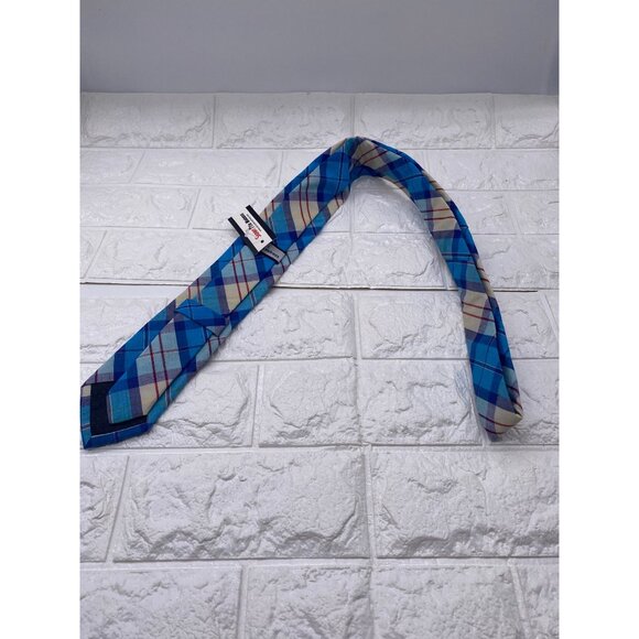 Skinny Tie Madness Mens Blue Plaid Cotton Necktie Counting Crowbars SKM2035 - Picture 2 of 10